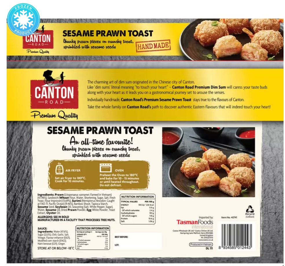 Canton Road Sesame Prawn Toast, 20 pieces (860g)